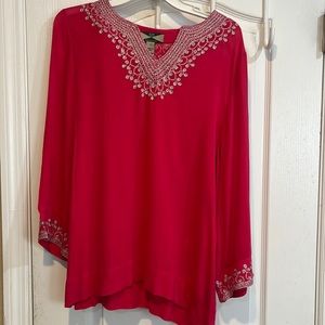 Womens Red Top with Silver Embellishment - SZ Small